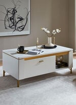 Couchtisch mit Schublade WEISS-GOLD