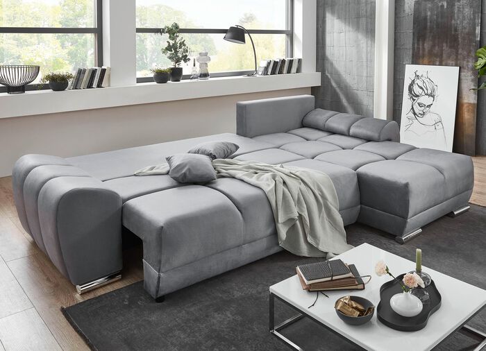 Polsterecke mit Bettfunktion und Bettkasten 