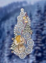 Fensterbild aus echter Plauener Spitze 