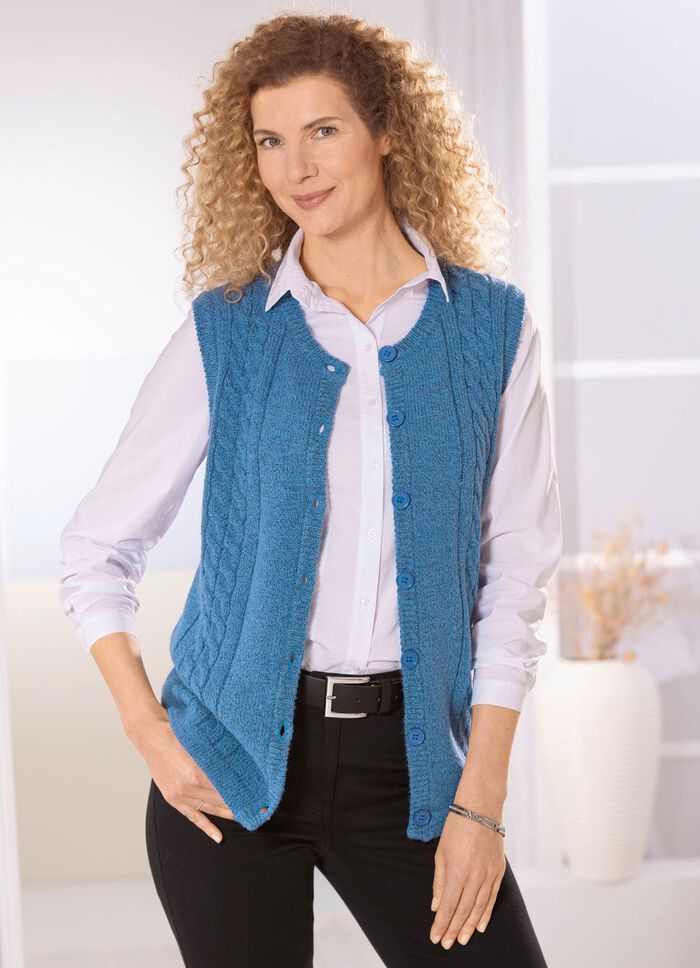 Strickweste aus Melangegarn JEANSBLAU MELIERT