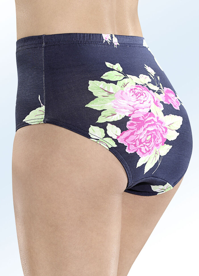 Viererpack Slips mit Rosendessin 