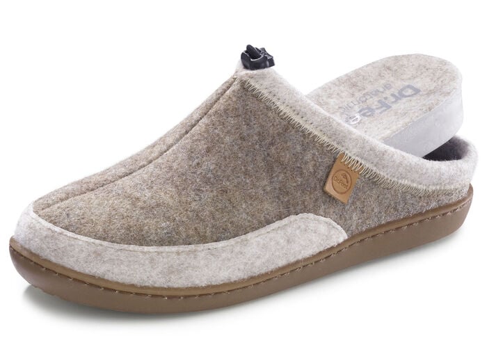 Laurina, klassische Damen-Hausschuhe, Weite H, mit herausnehmbarem Fu&szlig;bett TAUPE-BEIGE