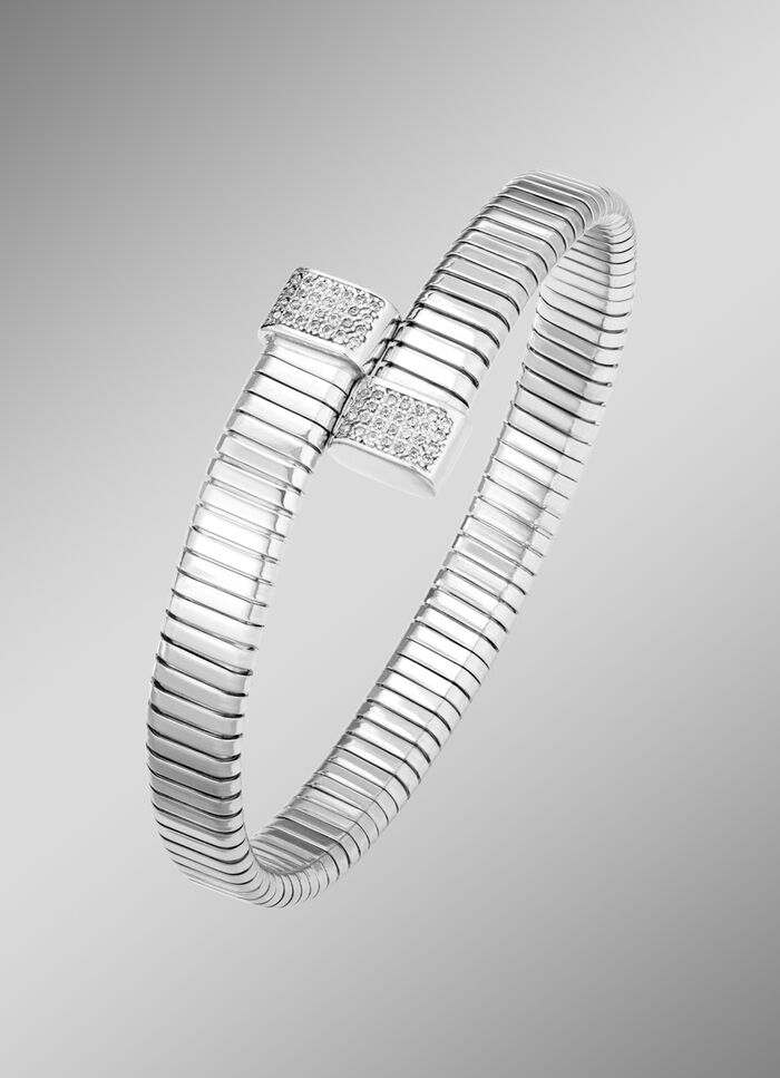 Flacher Omega-Armreif mit synth. Zirkonia 