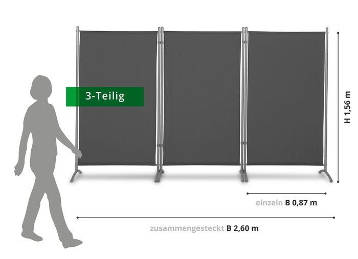 Standfeste Stellwand, 3-teilig 