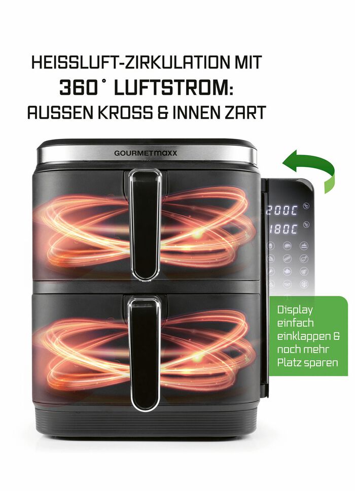 Digitale Doppelkammer-Hei&szlig;luftfritteuse &bdquo;FryUP&ldquo; GRAU