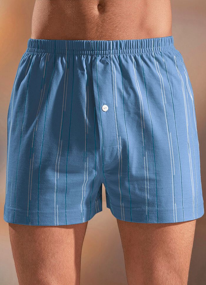Viererpack Boxershorts, mit Eingriff, uni gestreift 