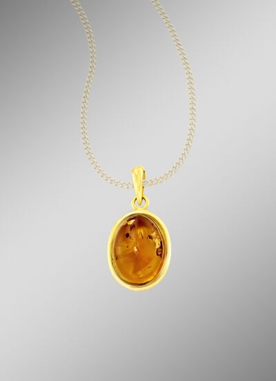 Klassischer Anhänger mit echt Bernstein 