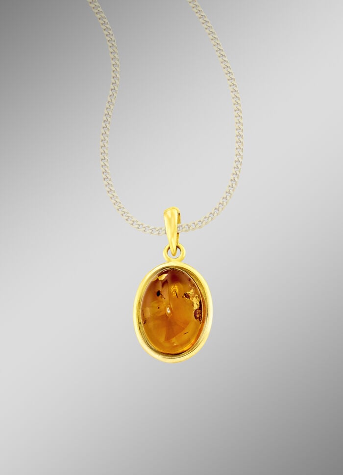 Klassischer Anhänger mit echt Bernstein 