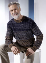 Moderner Rundhalspullover MARINE-GRAU-TERRAKOTTA 