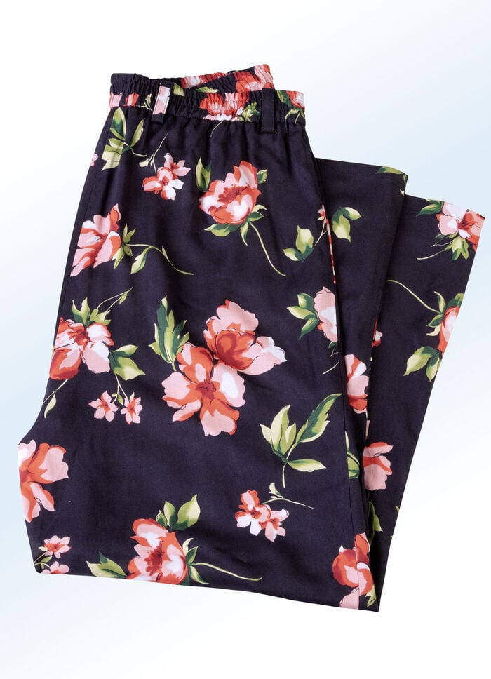 Culotte mit sch&ouml;ner Floral-Dessinierung SCHWARZ-KORALLE