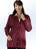 Strickjacke mit Strukturmix WEINROT