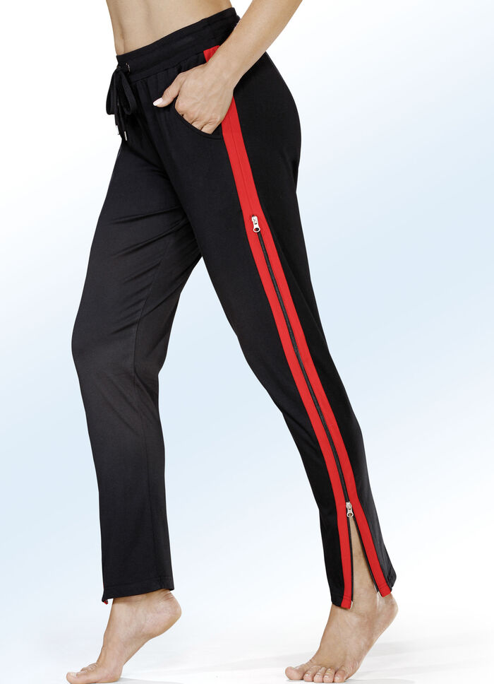 Zweierpack Schlaf- und Freizeithosen mit 2-Wege-Rei&szlig;verschluss 1X SCHWARZ, 1X GRAU MELIERT