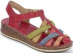 Gemini Riemchen-Sandalette mit dezenter Knitter-Struktur ROT-BUNT