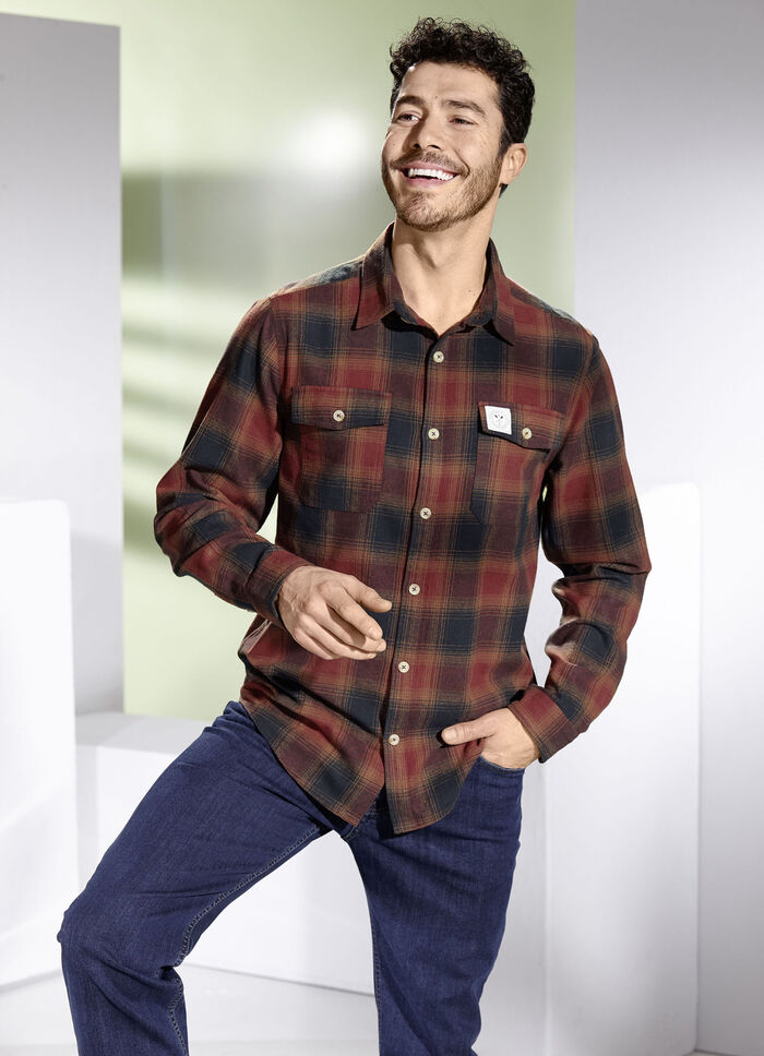 Kariertes Hemd mit Brustpattentaschen ROST-MARINE KARIERT