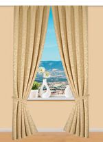 Hochwertige Jacquard &Uuml;bergardinen-Garnitur BEIGE