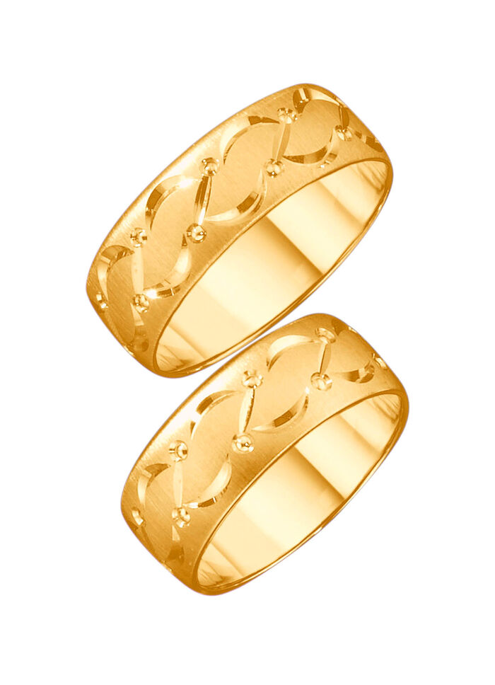 Schwerer Trauring mit doppelter Diamantierung 