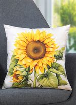 Herbstlicher Kissenbezug mit Sonnenblumen-Motiv 