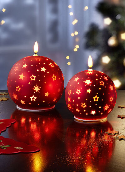 LED-Kerzen mit Sternen-Motiv, 2er-Set 