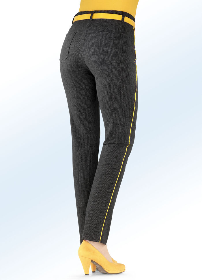 Hose in dezenter Fischgrat-Optik SCHWARZ-GRAFIT-MESSING