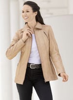 Lederkurzjacke mit Steh-Umlegekragen 