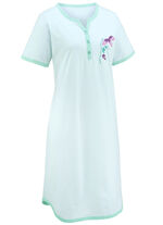 Zweierpack Nachthemden, Knielang mit Knopfleiste und kurzen Ärmeln 