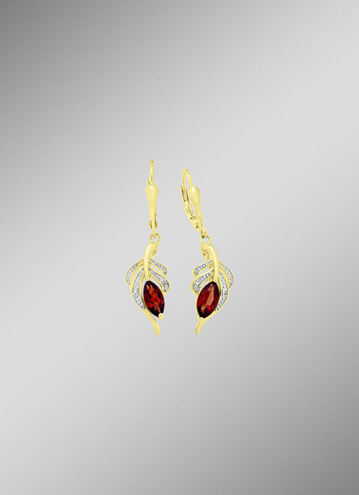 Ohrringe mit Diamanten und echt Granat 