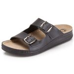 Mubb, bequeme Herren-Pantoletten, Weite H, aus Leder SCHWARZ