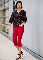 Caprihose mit abgerundeten Schlitzen an den Beinabschl&uuml;ssen 