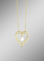 Herz-Anhänger mit Süßwasser-Zuchtperle und Ankerkette 