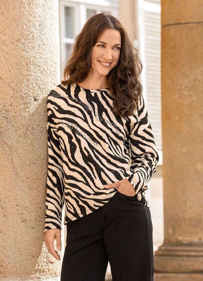 Shirt mit Pl&auml;ttzchenzier im Vorderteil 