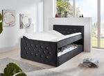 Boxspringbett mit Strasssteinen und Topper SCHWARZ