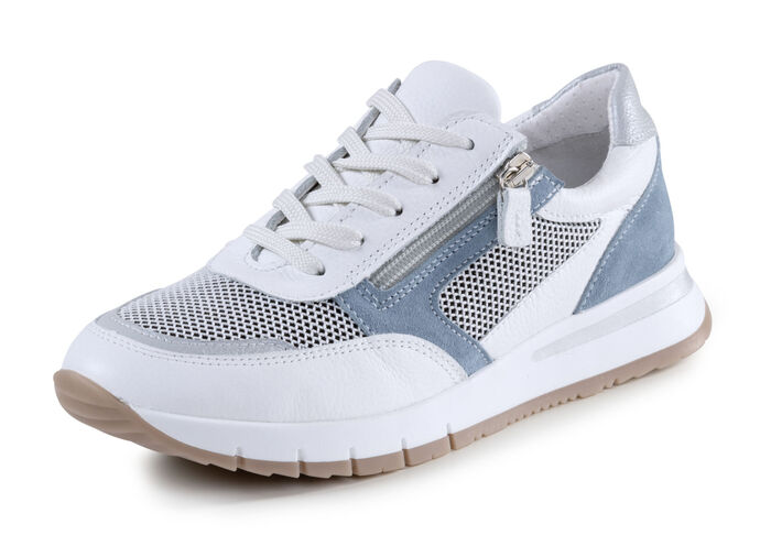 ELENA EDEN Sneaker aus Nappa-, Veloursleder und Textil in Netzoptik WEISS-BLAU
