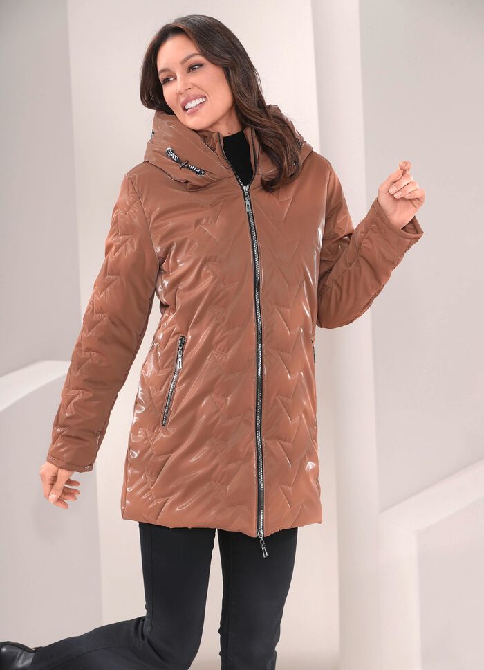 Jacke in topmodischer Lackoptik 