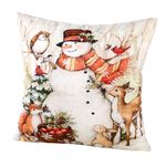 Kissenbezug mit bezaubernden Winterszenen SCHNEEMANN IM WALD