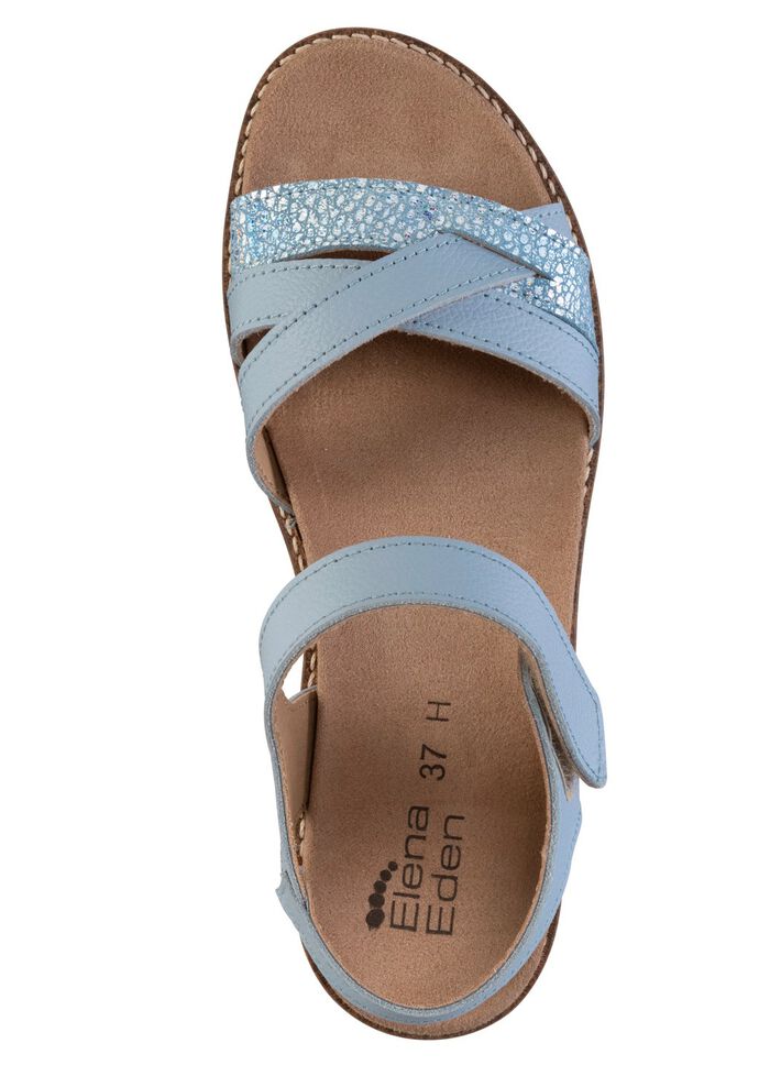 ELENA EDEN, modische Damen-Sandale, Weite H, mit herausnehmbarem Fu&szlig;bett BLEU