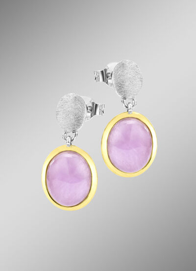 Ohrstecker in Bicolor mit Milky-Kunzit 