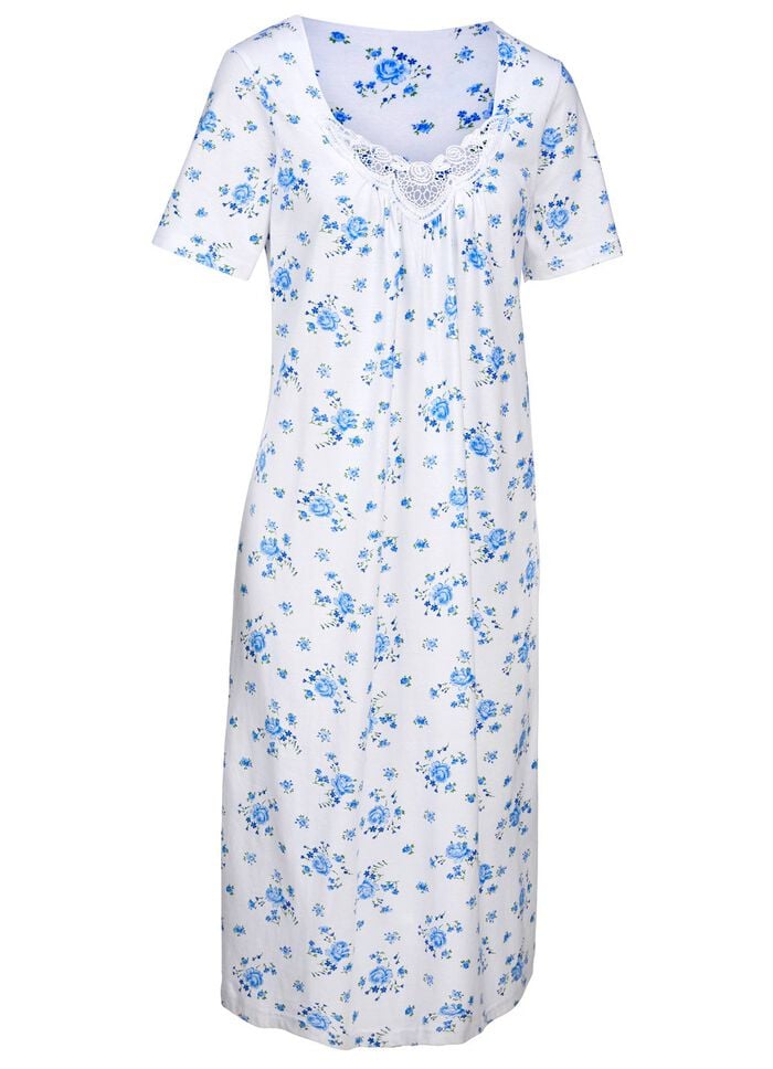 Zweierpack Nachthemden mit Rundhals und Alloverdessin 