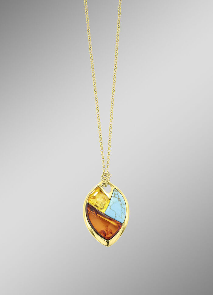 Exklusiver Anhänger mit Bernstein und Türkis 