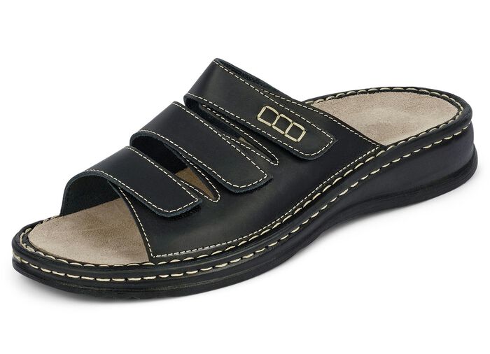 Mubb, bequeme Herren-Pantoletten, Weite H, mit herausnehmbarem Fußbett SCHWARZ