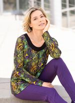 Longshirt mit schwarzer angesetzter Blende SCHWARZ-GRÜN