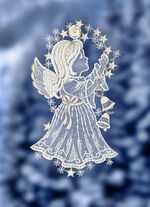 Fensterbild Engel aus Plauener Spitze 