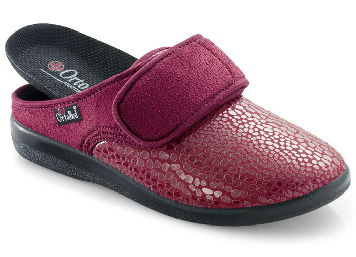 Pantoffel aus Elastik und Veloursmaterial BORDEAUX