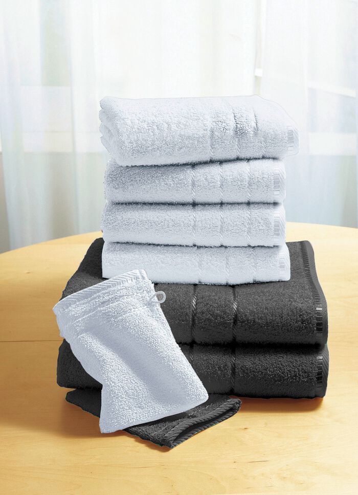 Weiche Walkfrottier-Handt&uuml;cher aus dichtem Schlingenflor ANTHRAZIT