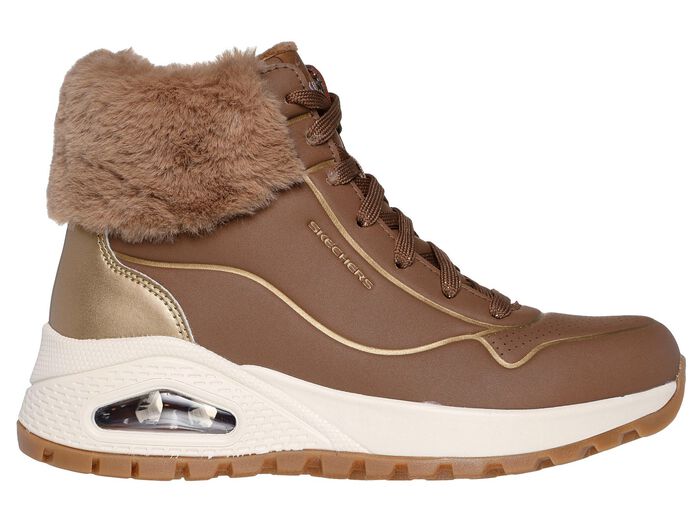 SKECHERS, gef&uuml;tterte Damen-Boots, Winterschuhe, mit flauschigem Pl&uuml;schkragen 