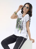 Allover gemustertes Shirt mit Kontrastdruck 