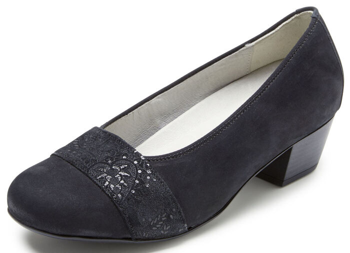 Waldl&auml;ufer, bequeme Damen-Pumps, Weite K, mit herausnehmbarem Fu&szlig;bett SCHWARZ