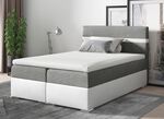 2-farbiges Boxspringbett mit Bettkasten und Topper 