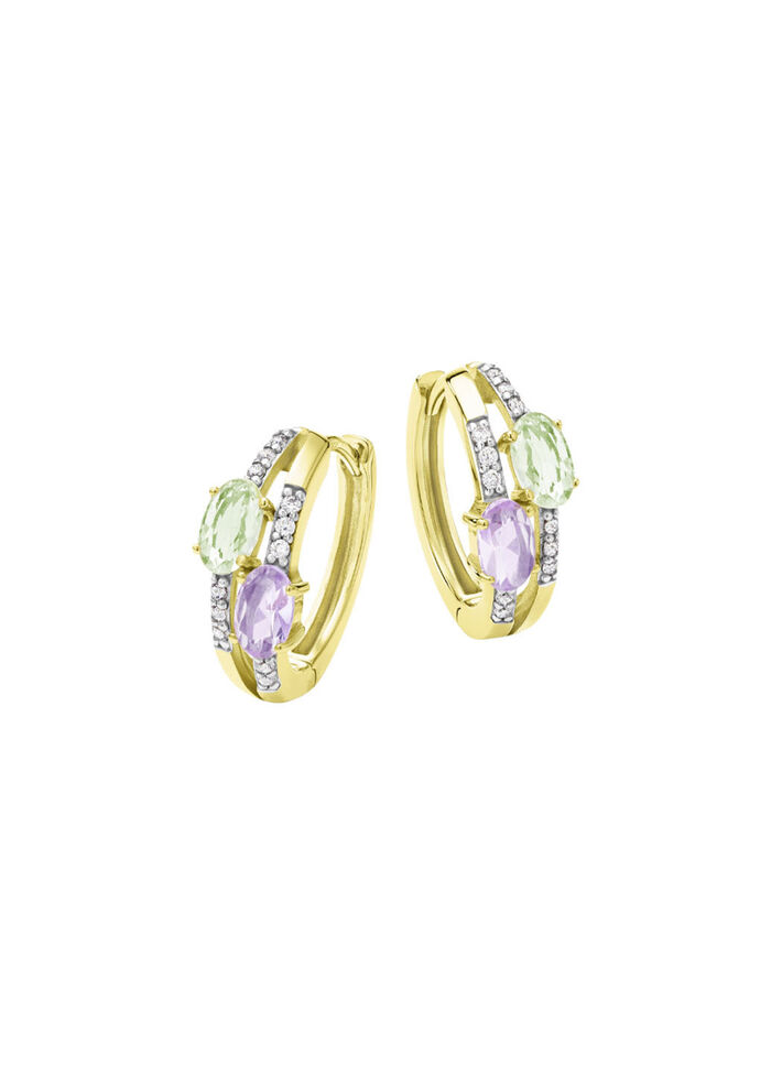 Attraktiver Blickfang: Klappcreolen mit synth. Zirkonia und Glassteinen 