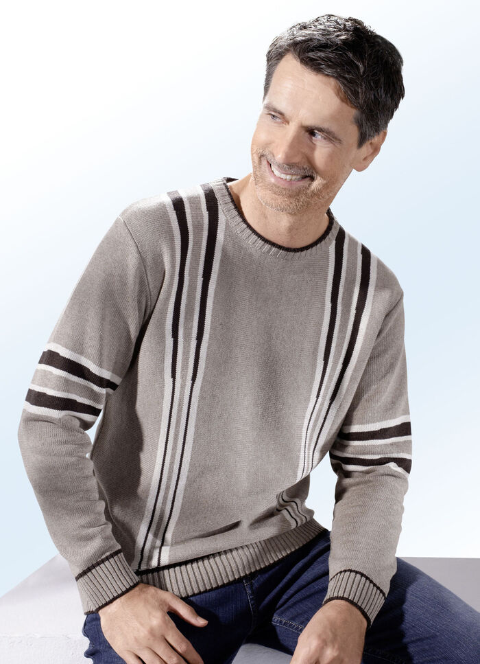 Toller Rundhalspullover in 2 Farben HELLBRAUN MELIERT