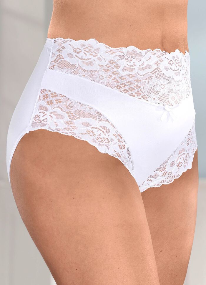 Laurina Viererpack Slips mit h&uuml;bscher Elastikspitze 